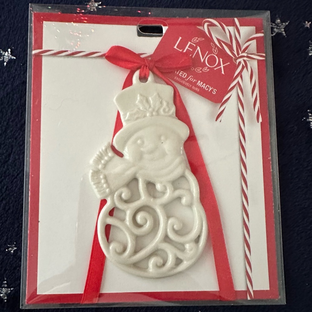 Lenox Ivory Pierced Snowman Charm Ornament